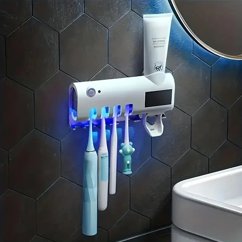 Aplicador inteligente de Creme Dental - Dispensa de Escovas com Esterilizador Ultra Violeta